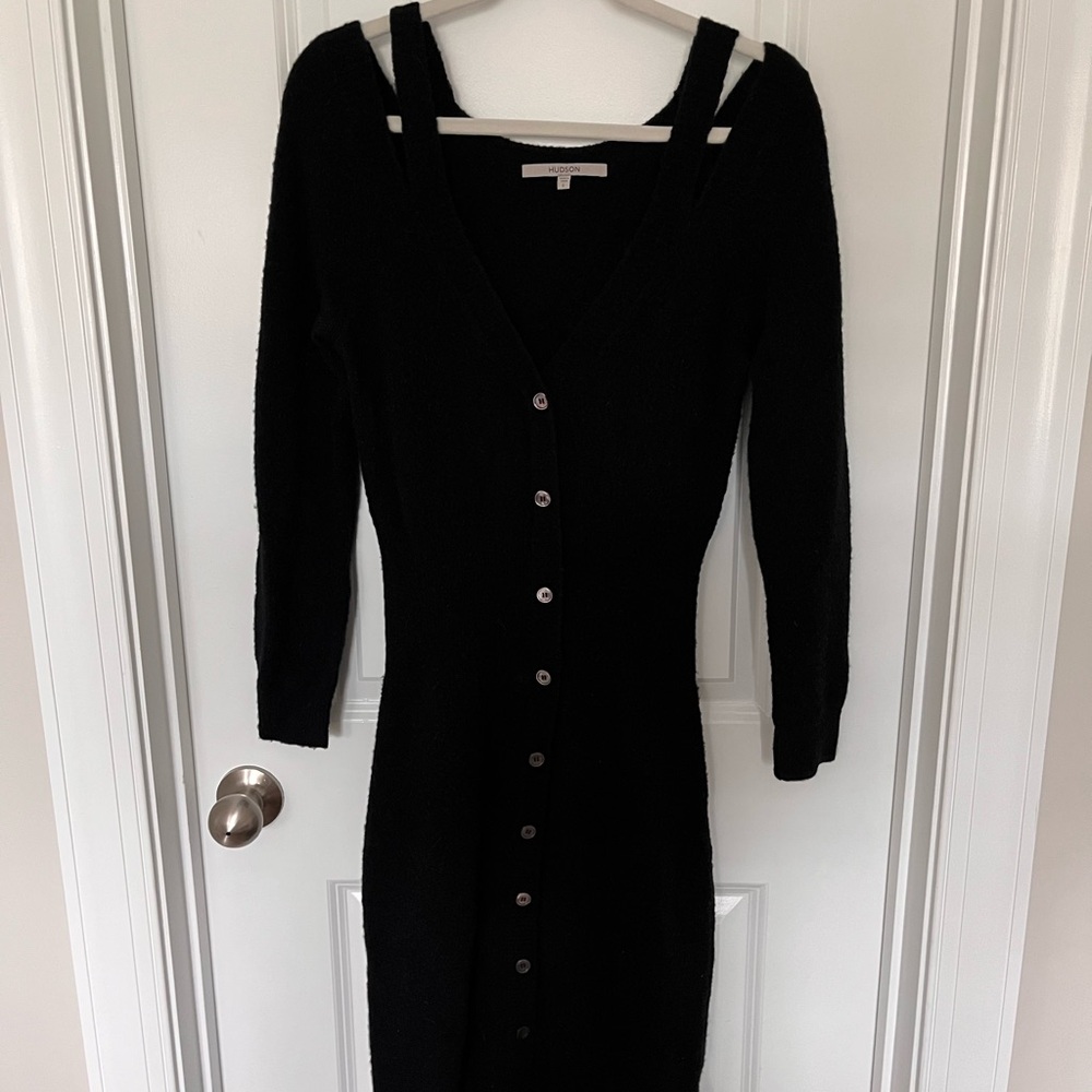 Hudson Jeans Black Ribbed Bodycon Dress